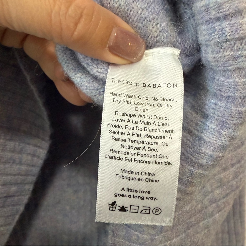 Aritzia Group by Babaton Plutarch Sweater Alpaca Turtleneck Blue Sz M - Picture 8 of 14